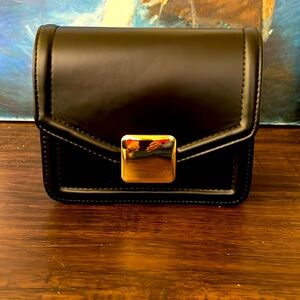 mini black cross-body bag,  faux leather made in Turkey